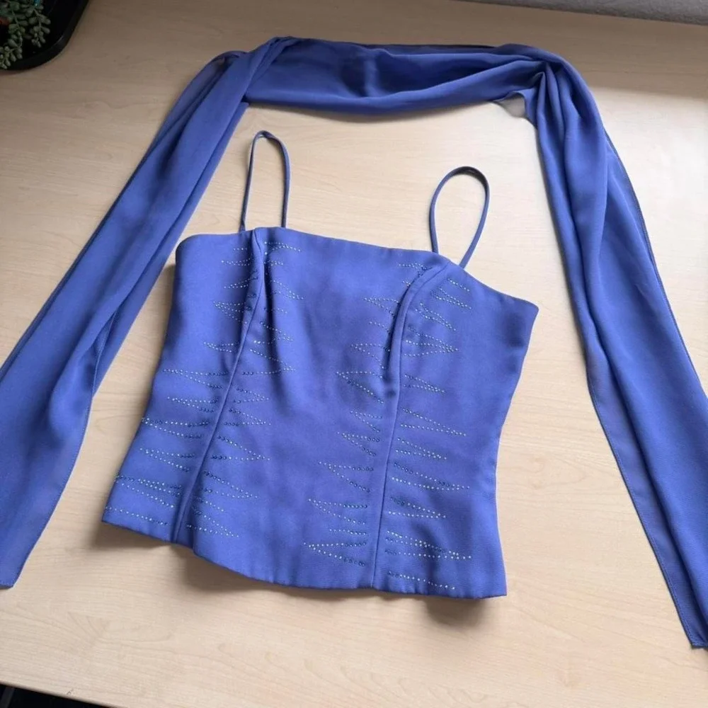 Beaded Blue & Purple Corset Top & Scarf - Picture 5 of 8